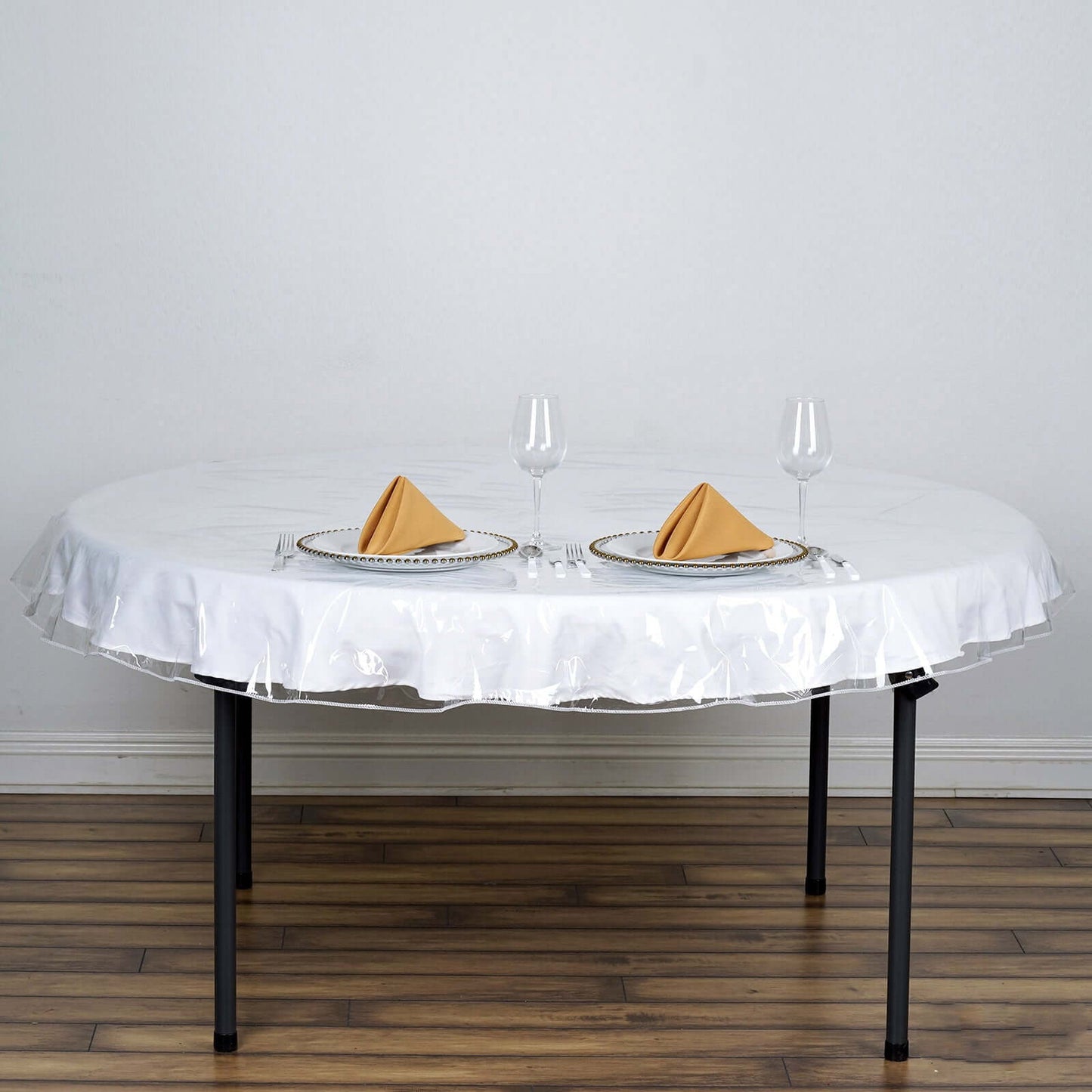 Vinyl Tablecloth Clear Eco - Friendly Round - Reliable PVC Tablecloth 70" 10 Mil Thick - Linen Luxes
