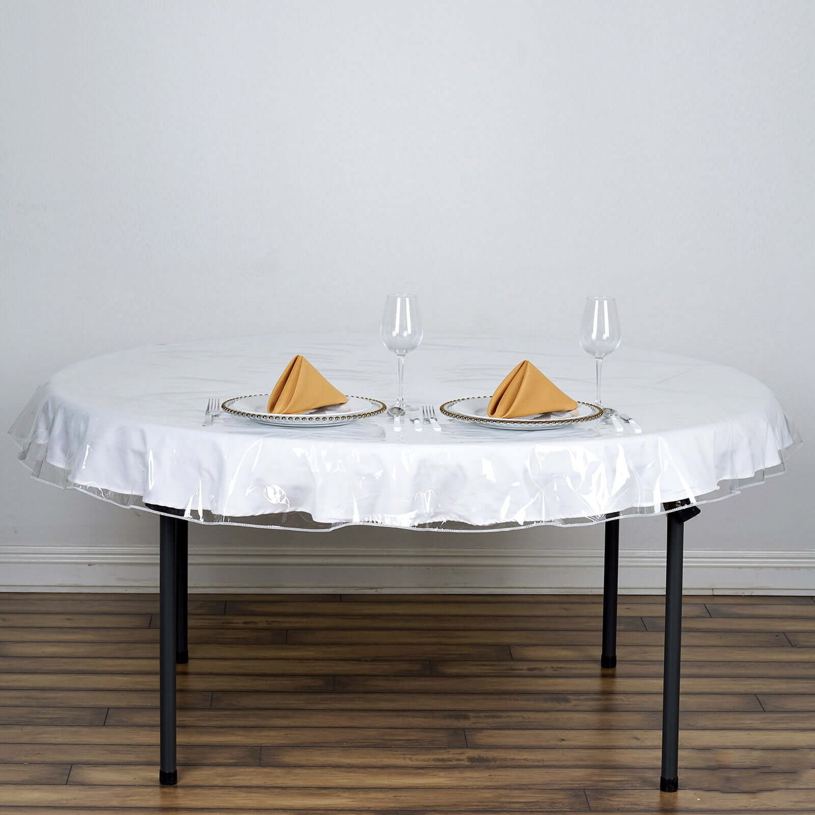 Vinyl Tablecloth Clear Eco - Friendly Round - Reliable PVC Tablecloth 70" 10 Mil Thick - Linen Luxes