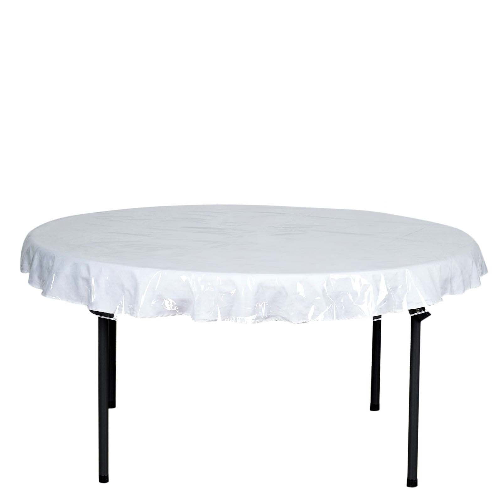Vinyl Tablecloth Clear Eco - Friendly Round - Reliable PVC Tablecloth 70" 10 Mil Thick - Linen Luxes