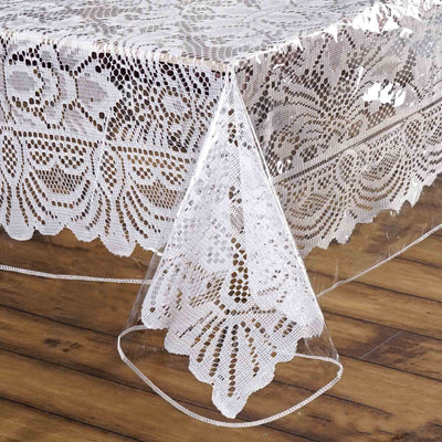 Vinyl Tablecloth Clear Eco - Friendly Square - Durable PVC Tablecloth 54"x54" 10 Mil Thick - Linen Luxes