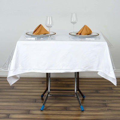 Vinyl Tablecloth Clear Eco - Friendly Square - Durable PVC Tablecloth 70"x70" 10 Mil Thick - Linen Luxes