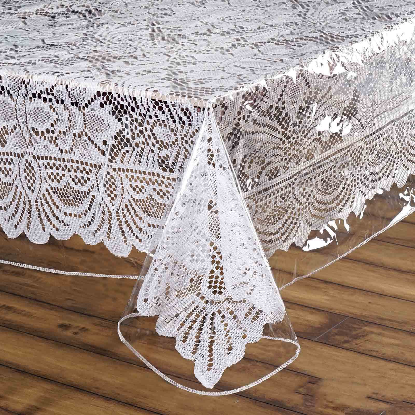 Vinyl Tablecloth Clear Eco - Friendly Square - Durable PVC Tablecloth 70"x70" 10 Mil Thick - Linen Luxes