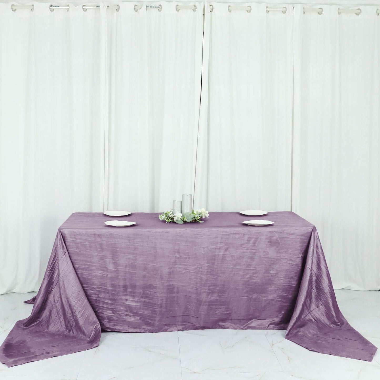 Taffeta 90"x132" Rectangle Tablecloth Violet Amethyst - Seamless Accordion Crinkle Table Cover