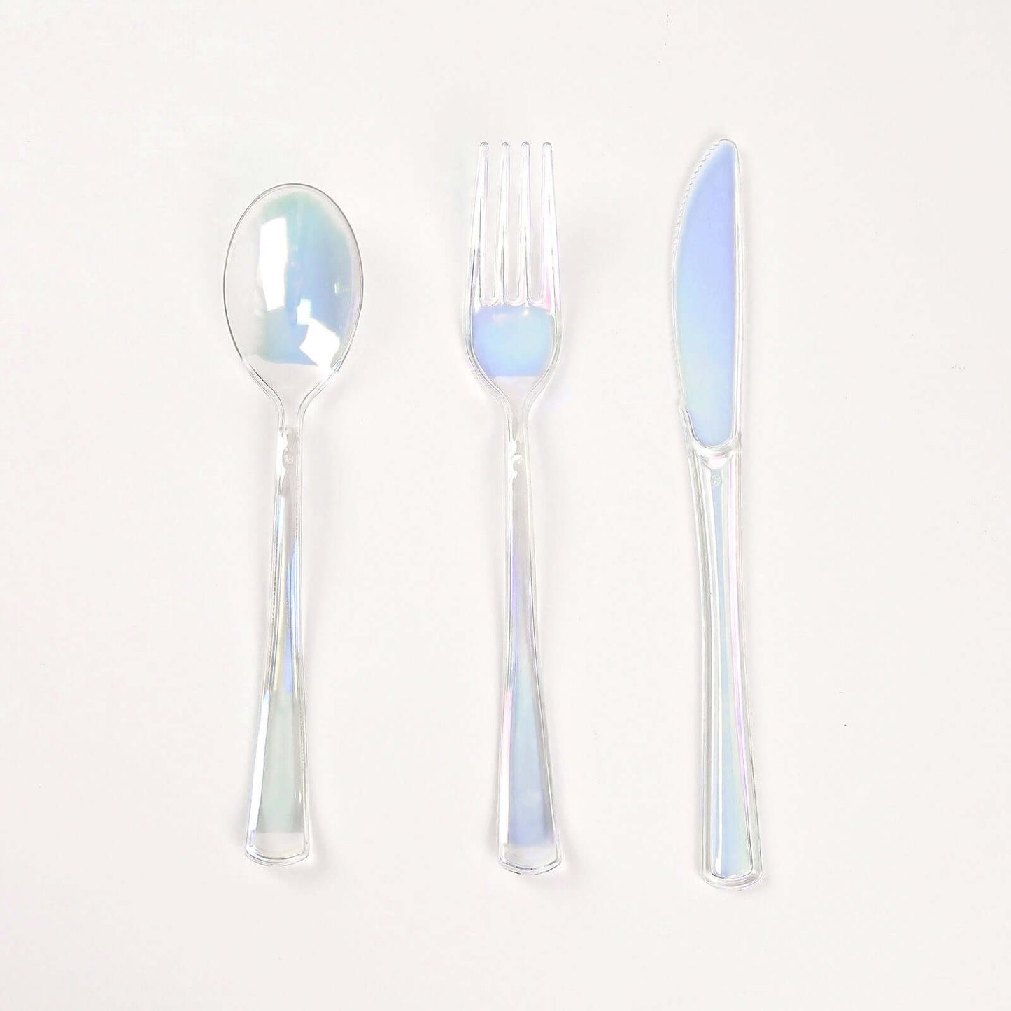 24-Pack Plastic Cutlery Set Iridescent - Stylish Disposable Silverware for Parties