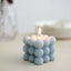 2-Pack Decorative Paraffin Wax Candles Bubble Cube Design Dusty Blue - Unscented Long Burning Pillar Candle Set 2"