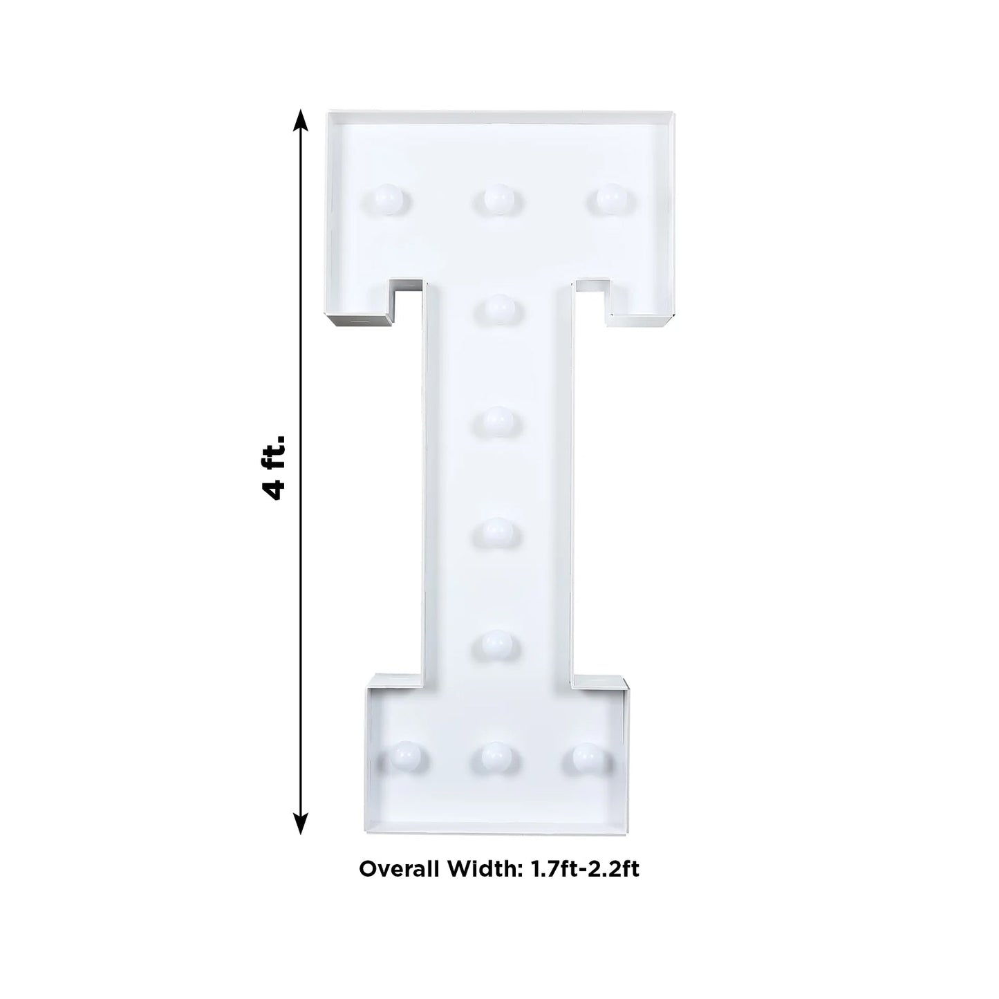Giant LED Marquee Light Up Letter "T", White 4ft Pre-Cut Foam Board with 10 Warm White Battery Operated LEDs, Glue Gun and Sticks