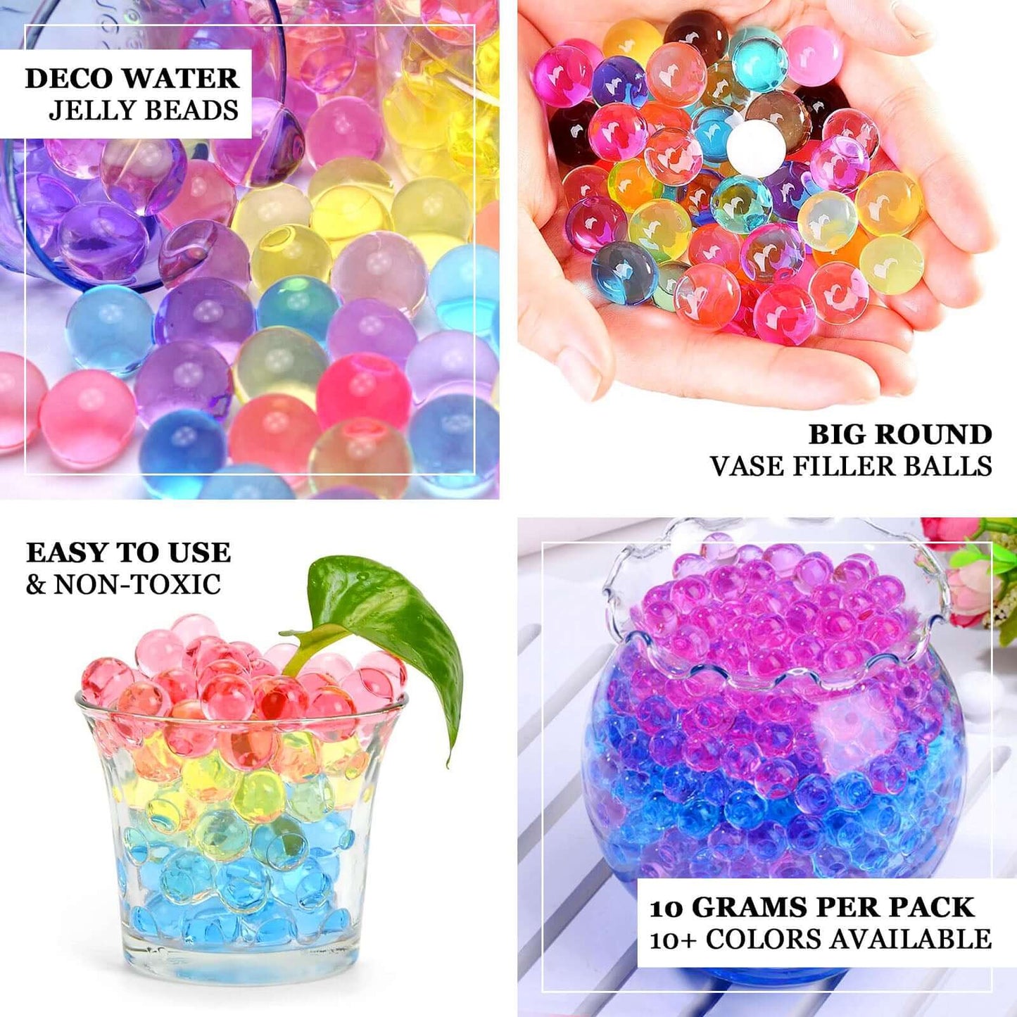 Water Gel Beads Vase Filler Clear - Large Nontoxic Jelly Balls for Floating Candles & Floral Displays 10g - Linen Luxes