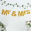 3ft Gold Glittered Mr and Mrs Paper Hanging Wedding Anniversary Banner, Party Garland Banner
