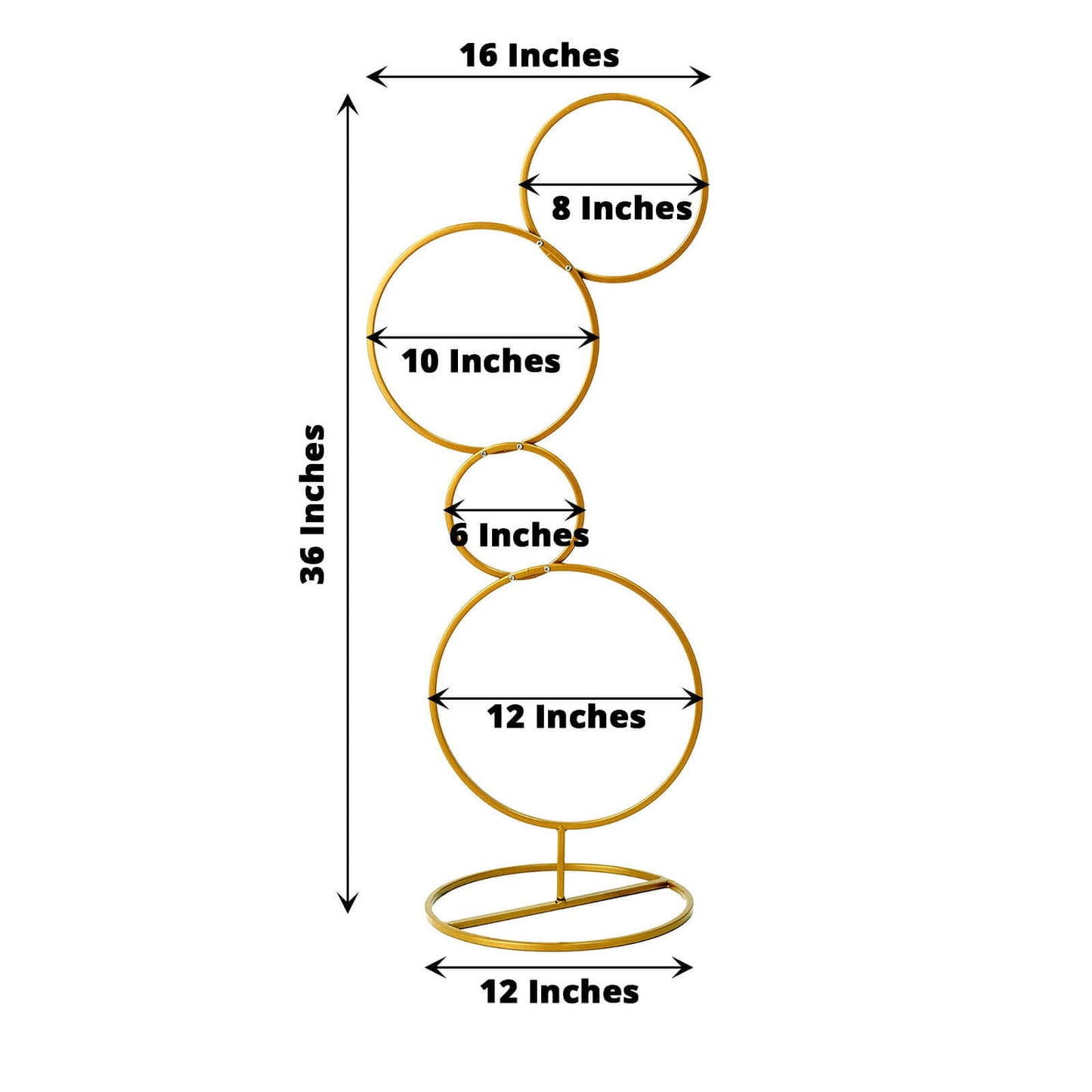 3ft 4-Tier Gold Metal Hoop Pillar Flower Stand, Wreath Wedding Arch Table Centerpiece