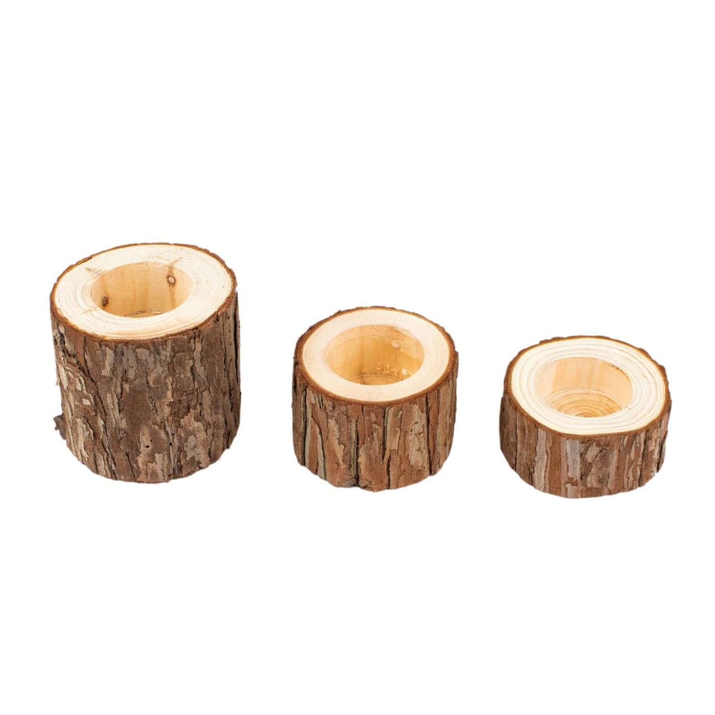 Set of 3 Rustic Wood Slice Votive Candle Holders - Tree Branch Wedding Table DÃ©cor 2.75", 1.5", 1.25"