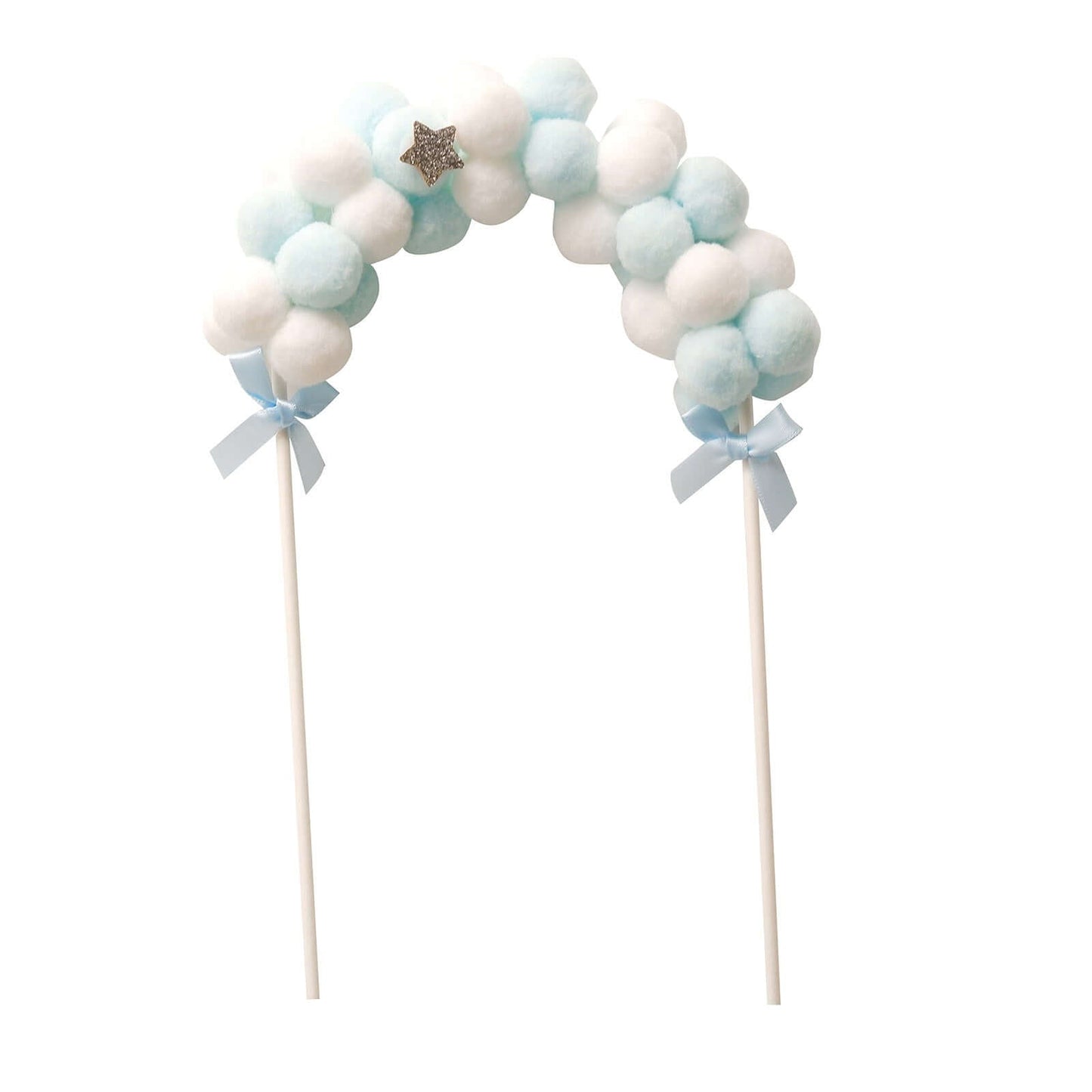 Cotton Ball Arch Cake Topper Blue/White - Charming Mini Cake Decoration Supplies for Nautical Sky & Baby-Themed Events 6"x11"