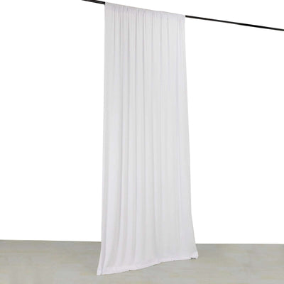 White 4-Way Stretch Spandex Event Curtain Drapes, Wrinkle Free Backdrop Event Panel with Rod Pockets - 5ftx10ft