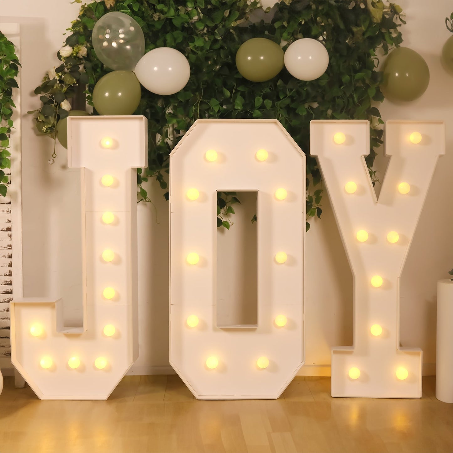 Giant LED Marquee Light Up Letter "J", White 4ft Pre-Cut Foam Board with 10 Warm White Battery Operated LEDs, Glue Gun and Sticks