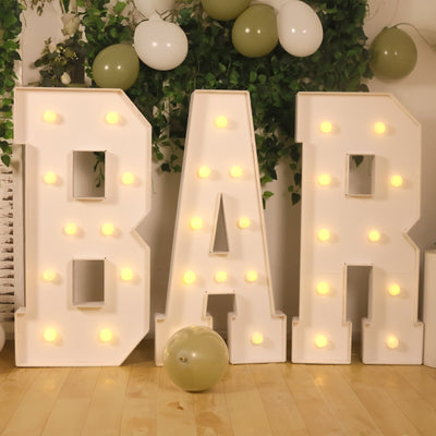 Giant LED Marquee Light Up Letter "A", White 4ft Pre-Cut Foam Board with 10 Warm White Battery Operated LEDs, Glue Gun and Sticks