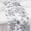 Polyester Table Runner 12"x108" White with Black French Toile Floral Print Reusable Table DÃ©cor