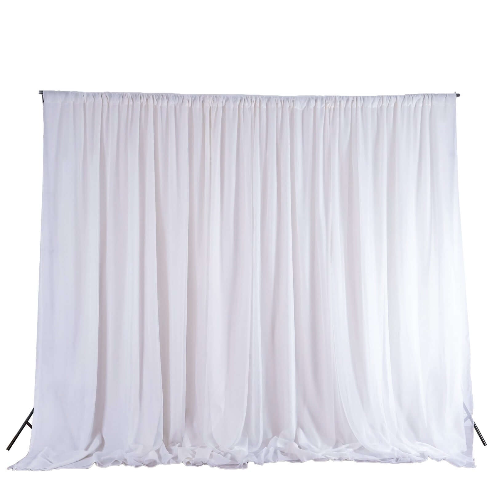 White Chiffon Polyester Event Curtain Drapes, Dual Layer Divider Backdrop Event Panels with Rod Pockets - 20ftx10ft - Linen Luxes