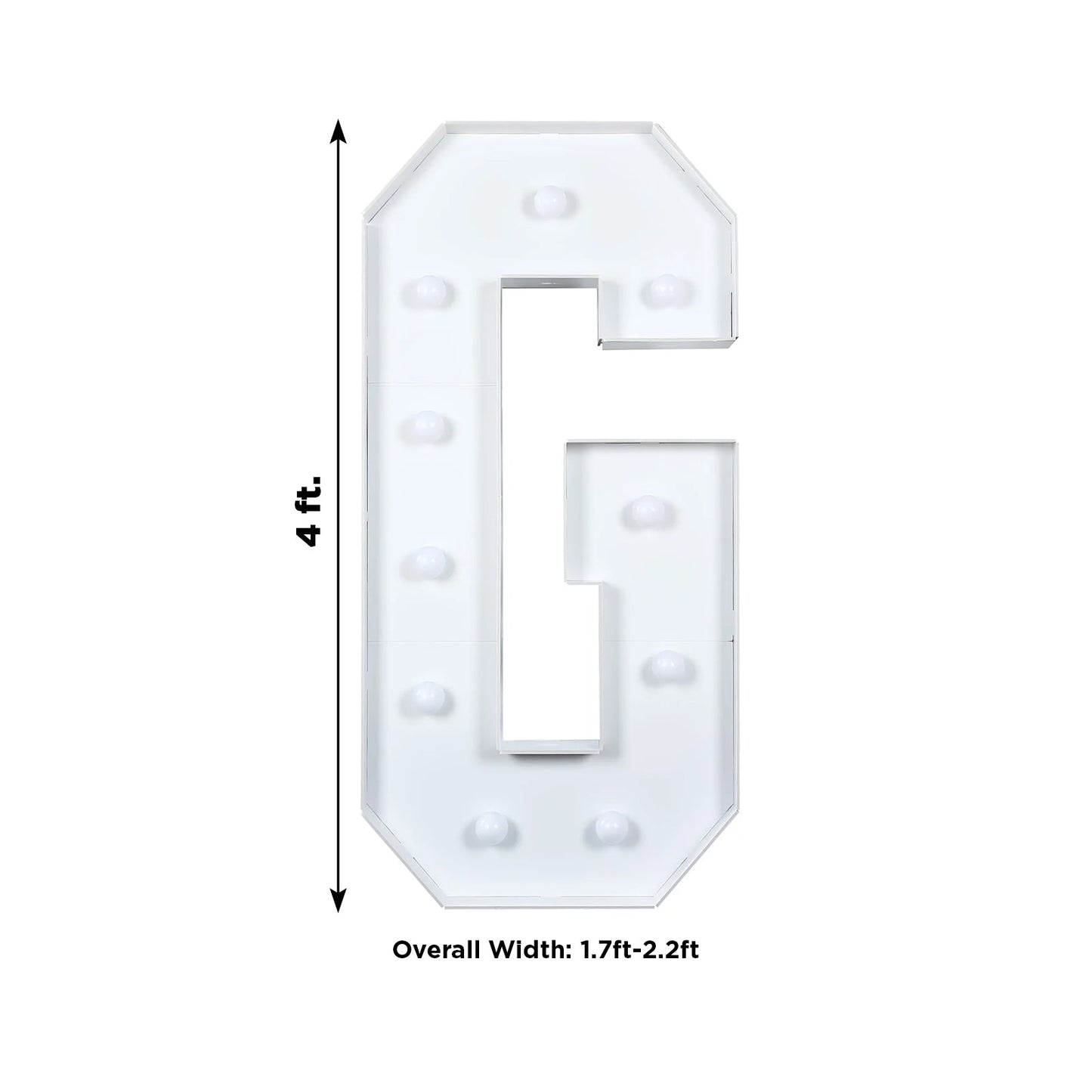 Giant LED Marquee Light Up Letter "G", White 4ft Pre-Cut Foam Board with 10 Warm White Battery Operated LEDs, Glue Gun and Sticks