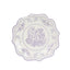 25-Pack Paper Dinner Plates in White Lavender Lilac Damask Floral Print & Scallop Rim - Stylish Disposable 300GSM Floral Party Plates 10"