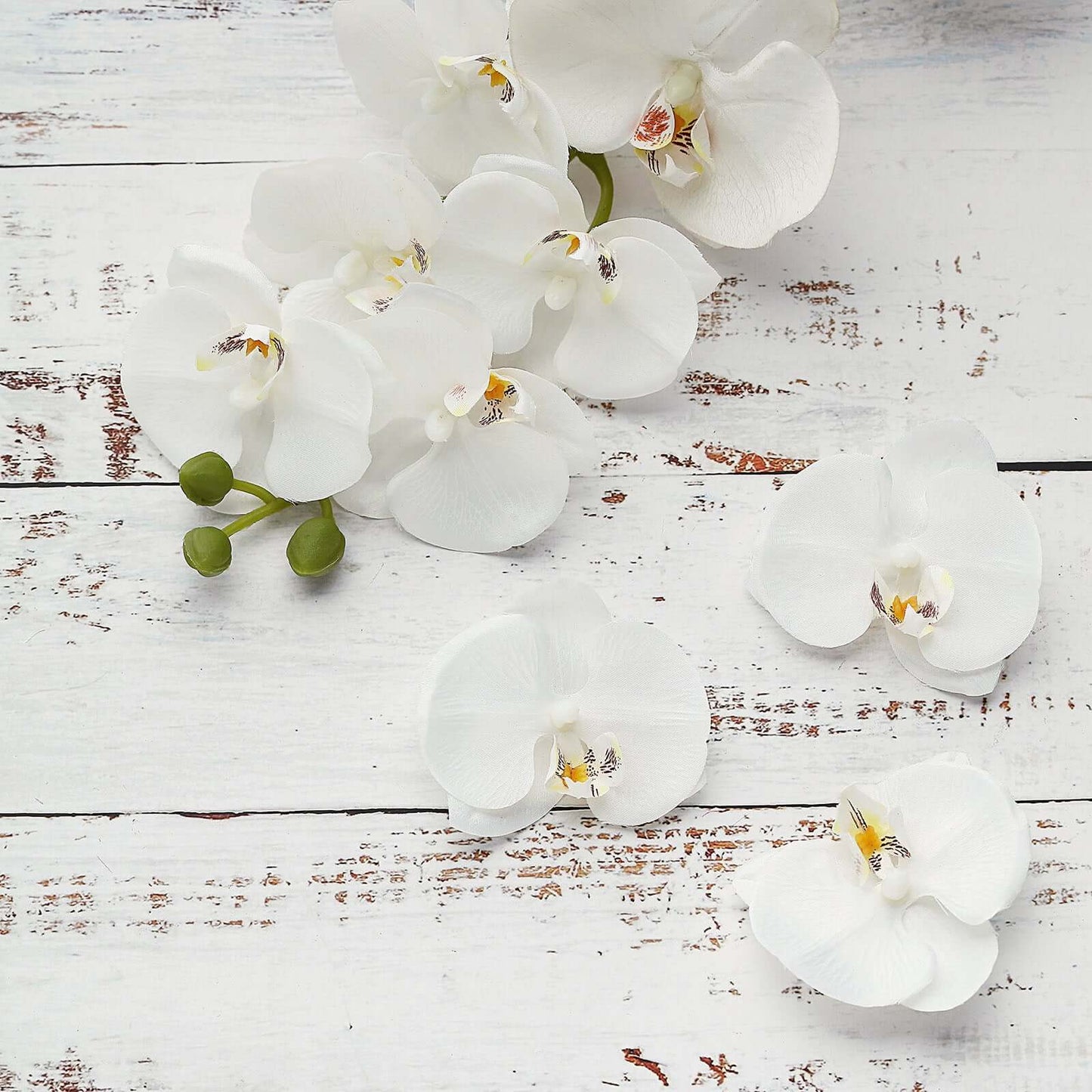 20 Silk Artificial Orchids Flower Heads White - Versatile Floral Accents for DIY Floral Arrangements Corsages & Event Decor 4"