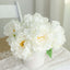 2 Bushes 17" White Artificial Silk Peony Flower Bouquets, Real Touch Peonies Spray