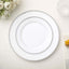 10-Pack White Plastic Dessert Plates â€“ 8" Round with Silver Beaded Rim, Disposable for Parties & Events