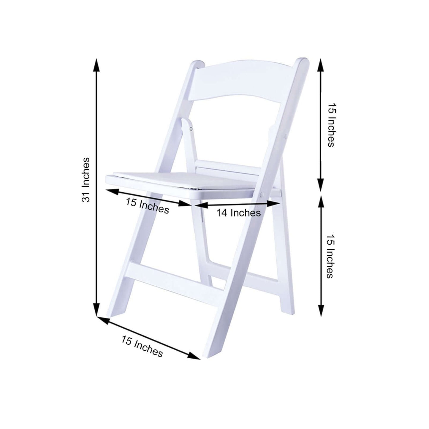 Resin Chair with Vinyl Padded Seat for Folding Use White - Stylish Design for Indoor or Outdoor Weddings & Gatherings