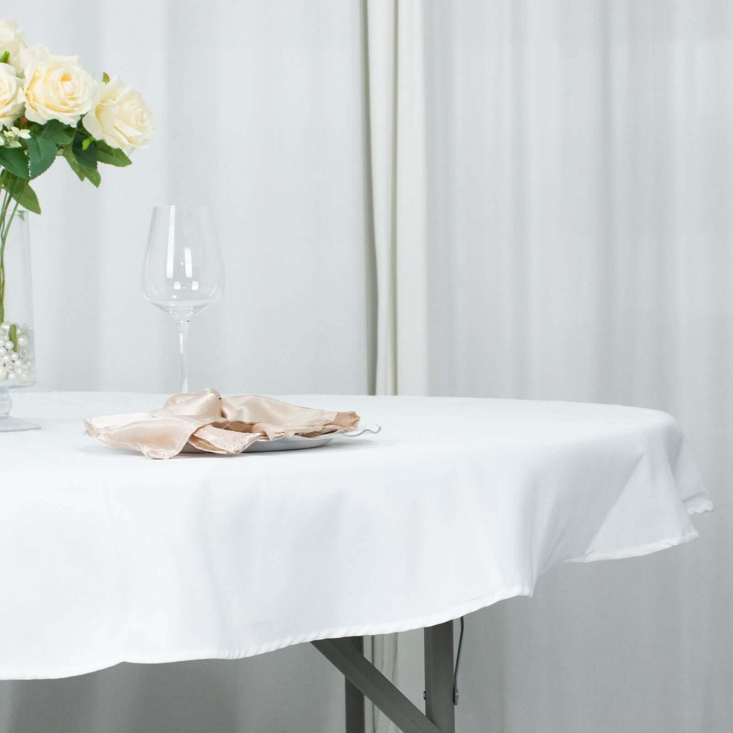 Premium Polyester 70" Round Tablecloth White - Stain and Wrinkle-Resistant 220GSM Table Cover for Weddings & Events
