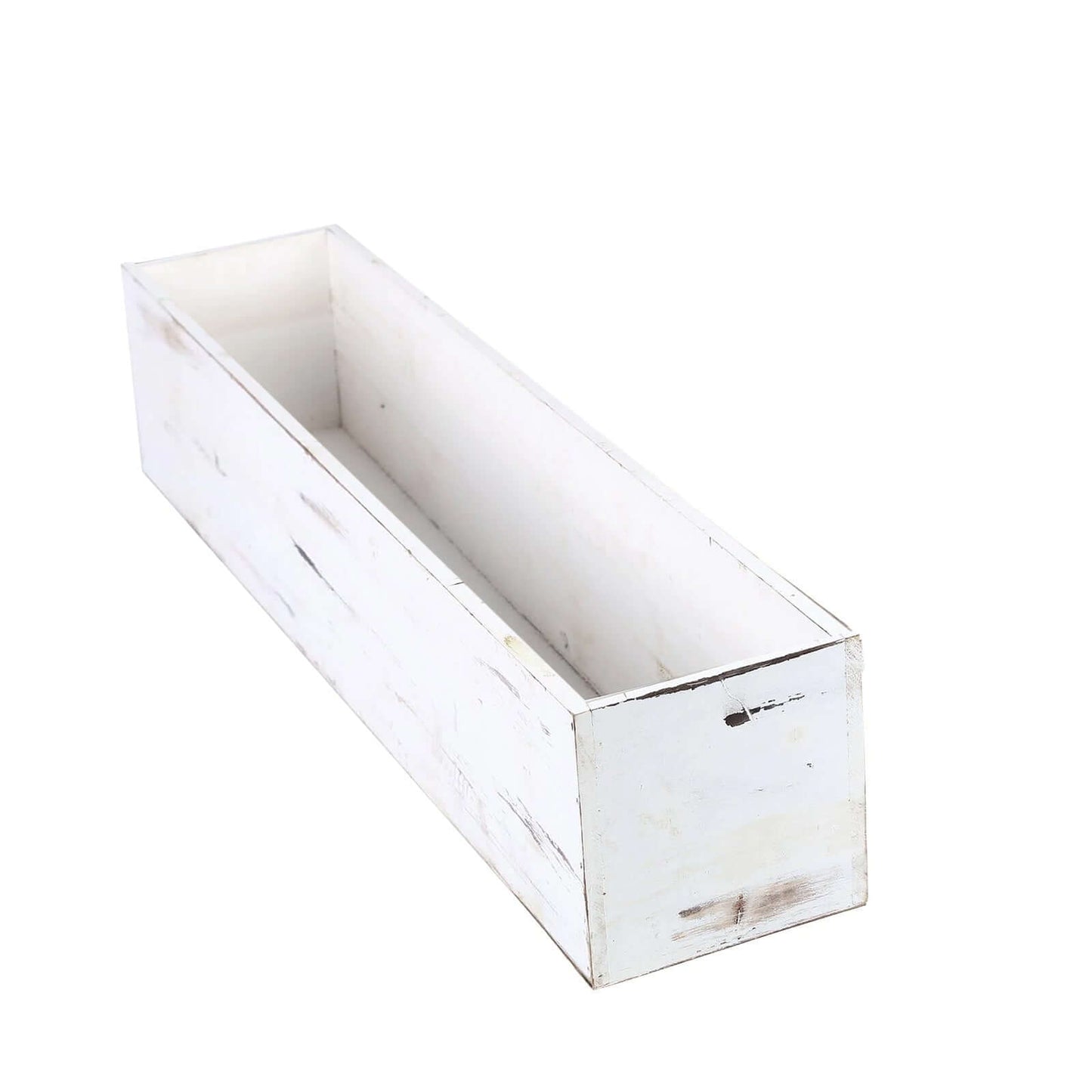 White Wood Planter Rectangular Box 30"x6" - Durable Decor with Removable Plastic Liner for Tables - Linen Luxes