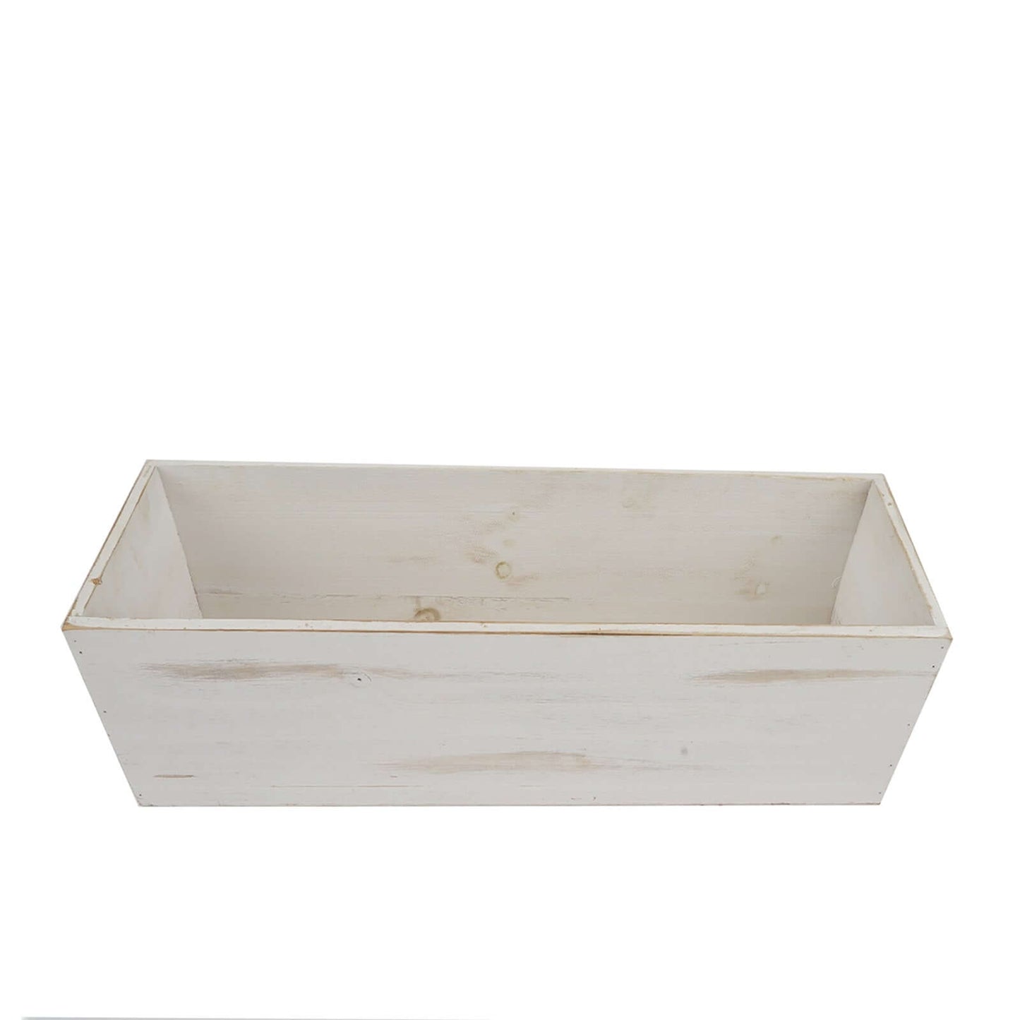 Whitewash Wood Planter Rectangular Box 18"x6" - Durable Decor with Removable Plastic Liner for Table Displays - Linen Luxes
