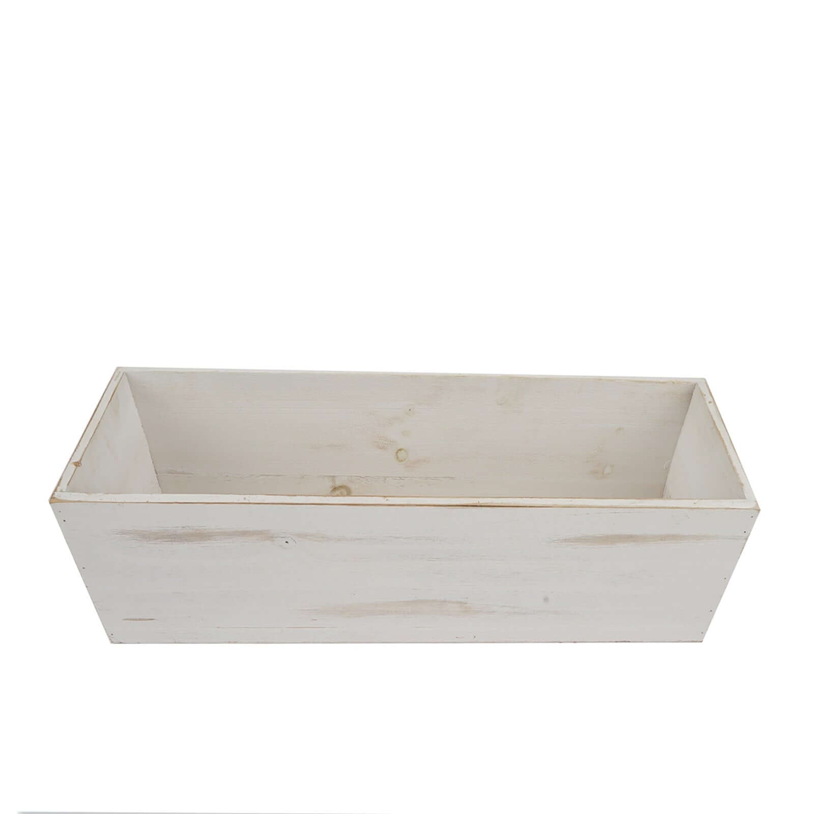 Whitewash Wood Planter Rectangular Box 18"x6" - Durable Decor with Removable Plastic Liner for Table Displays - Linen Luxes