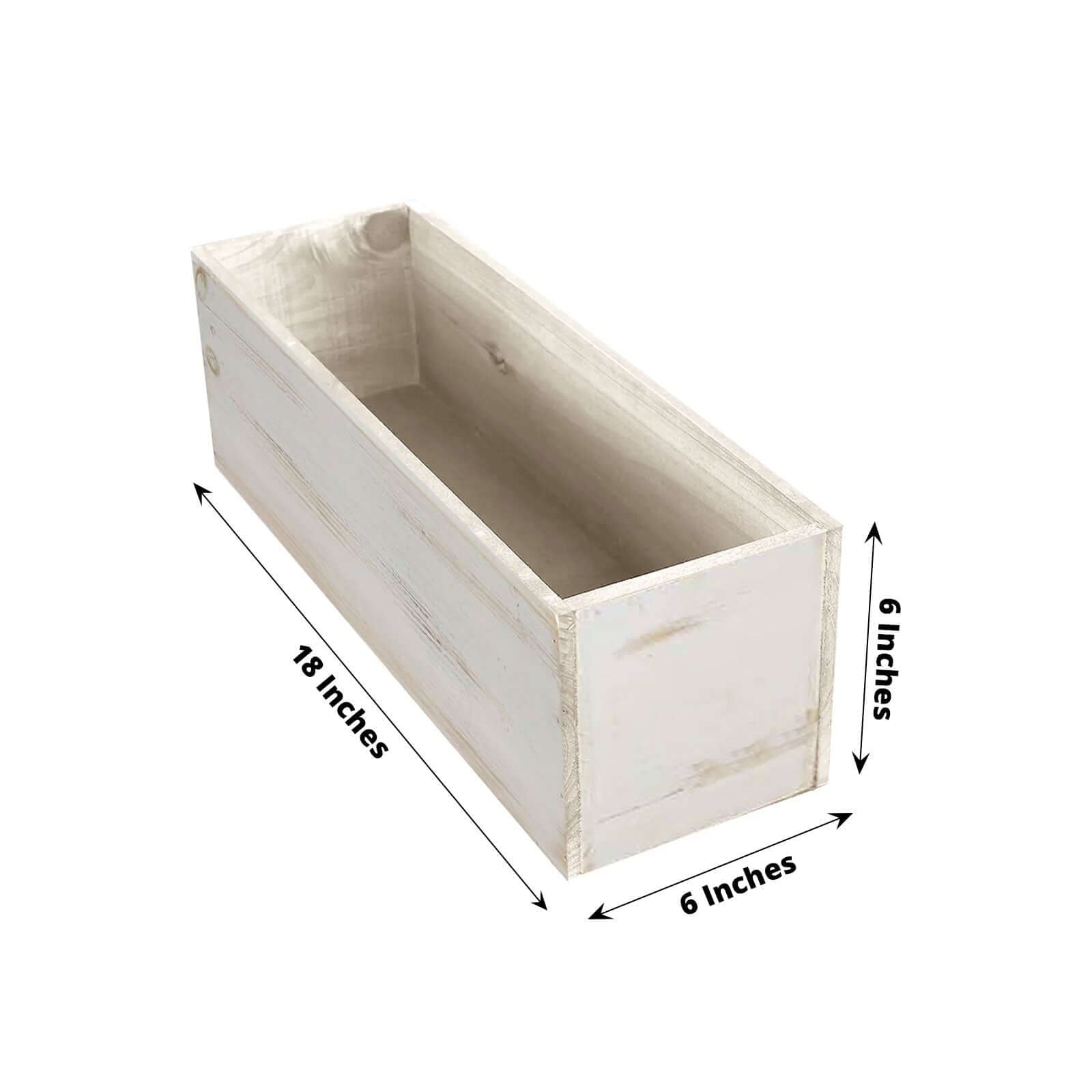 Whitewash Wood Planter Rectangular Box 18"x6" - Durable Decor with Removable Plastic Liner for Table Displays - Linen Luxes