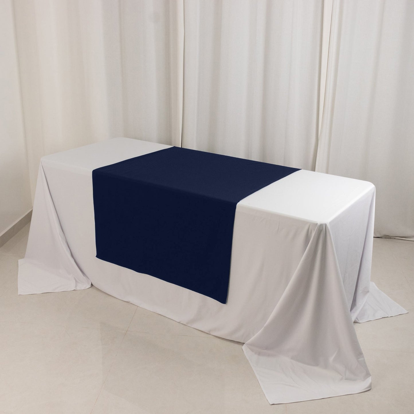Wide Polyester 36"x72" Table Runner Navy Blue - Durable Trade Show Table Linen