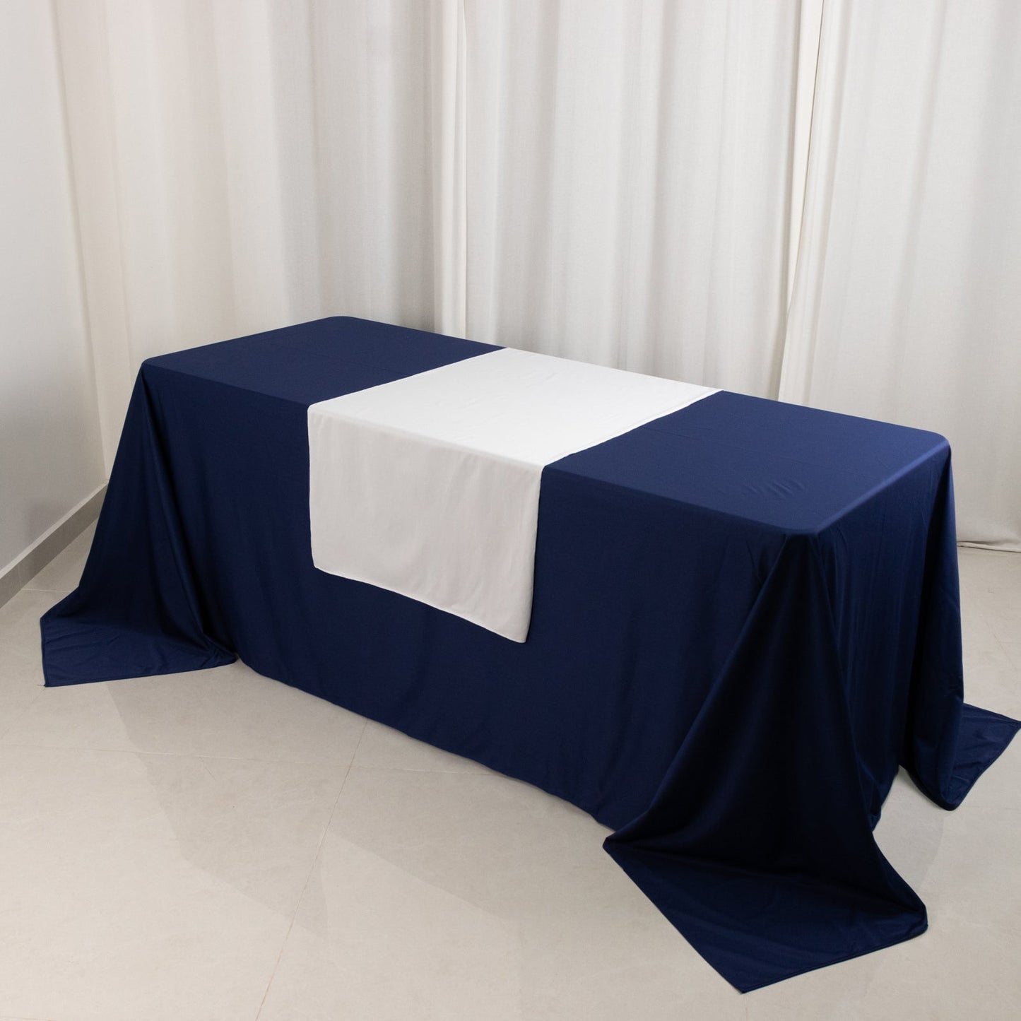 Wide Polyester 24"x72" Table Runner White - Durable Trade Show Table Linen