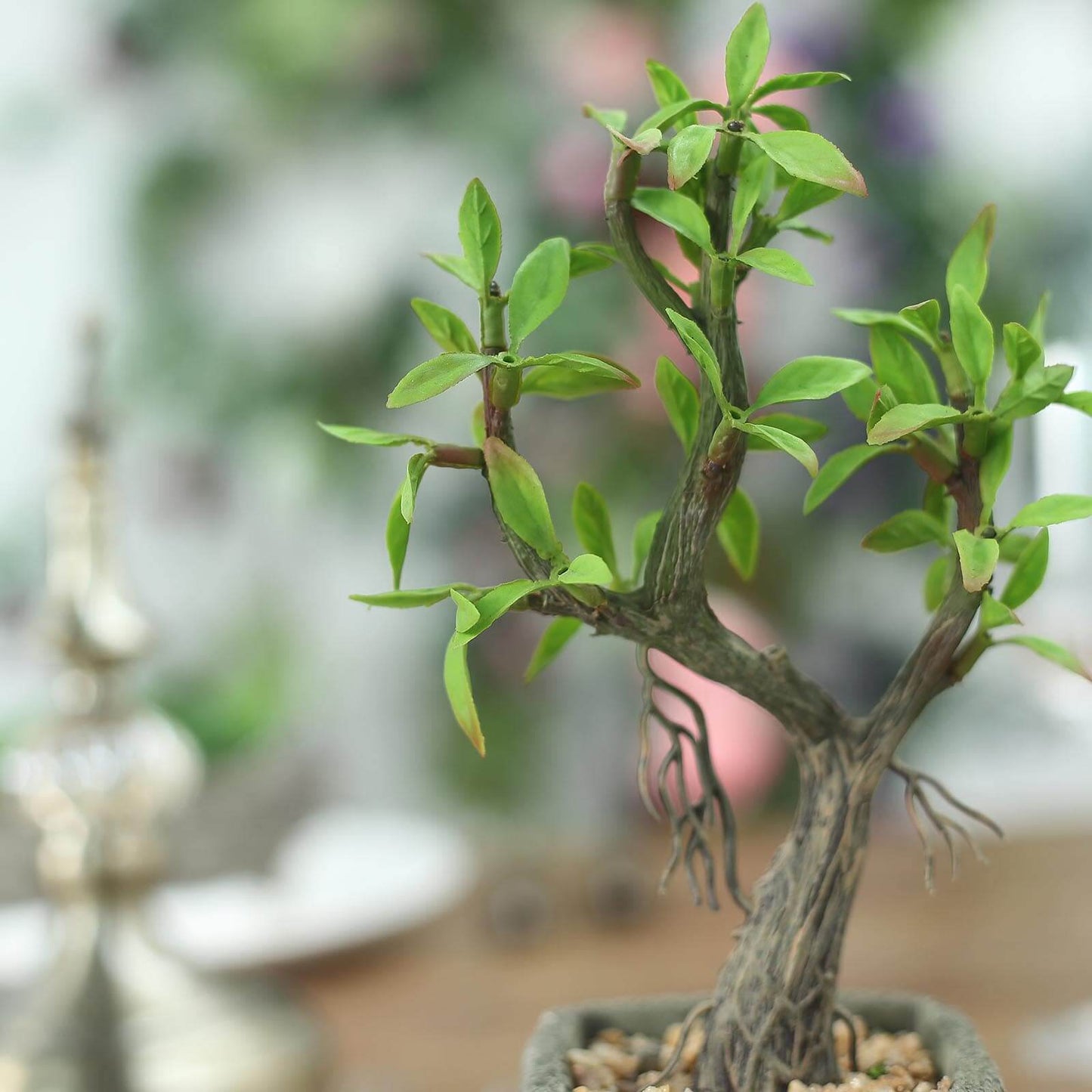 Willow Tree Artificial Succulents in Concrete Pot - Lifelike Decorative Faux Plants for Home Office & Event Design 9" - Linen Luxes