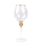 Set of 6 Wine Goblet Glasses Clear Gold Rimmed Design with Rhinestone Studded Stem - Handblown Vintage Crystal Glasses for Cocktails 16oz 10"