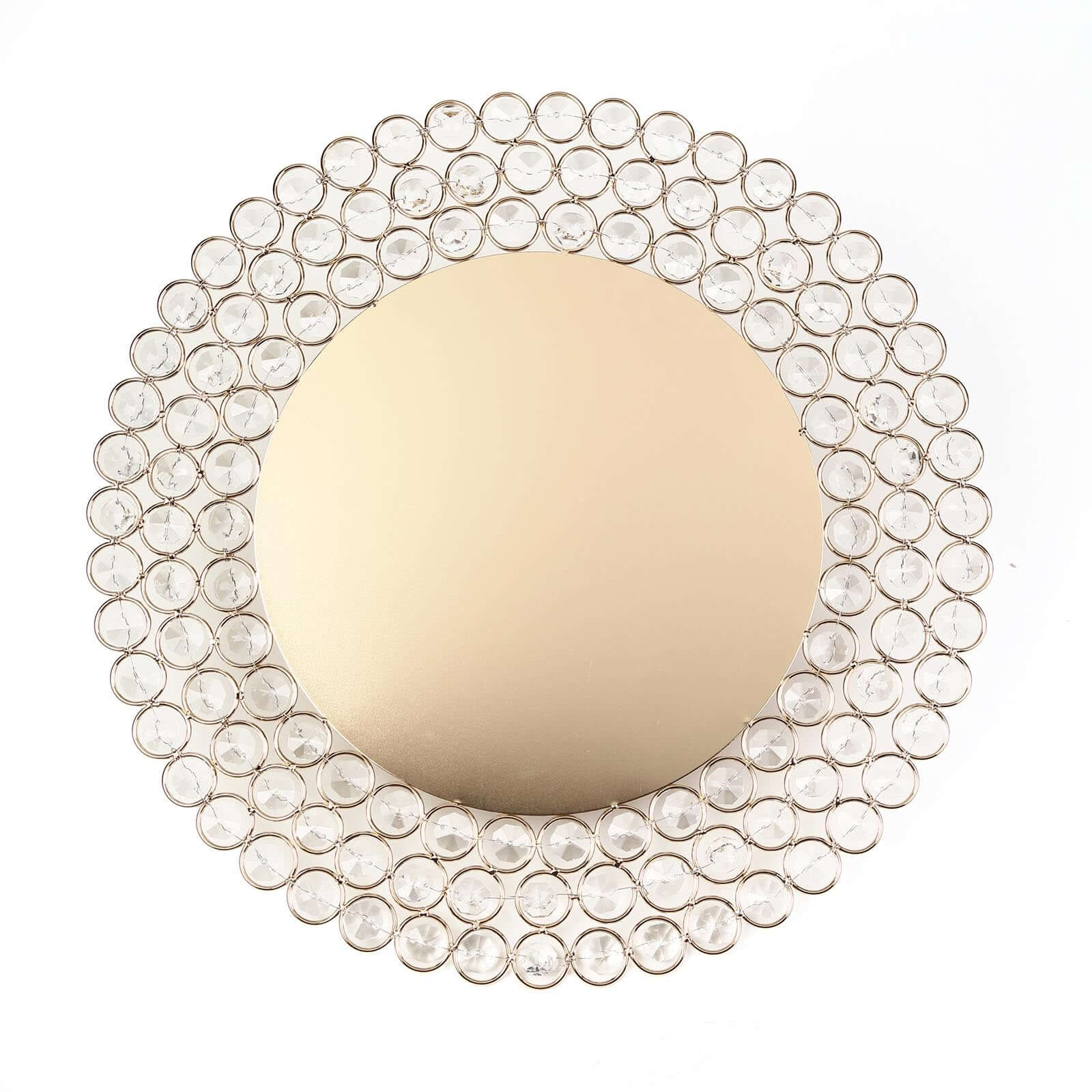 Wired Metal Round Charger Plate 14" in Gold with Acrylic Crystal Beads, Glamorous Decorative Dinner Charger Tableware - Linen Luxes