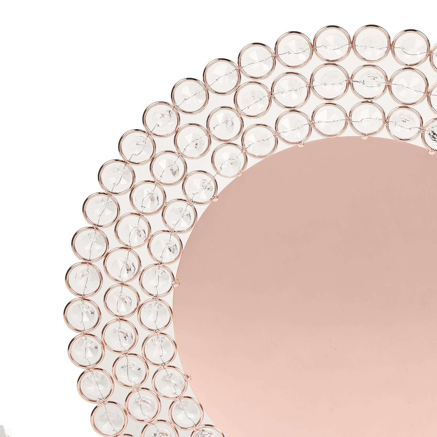 Wired Metal Round Charger Plate 14" in Rose Gold with Acrylic Crystal Beads, Glamorous Decorative Dinner Charger Tableware - Linen Luxes