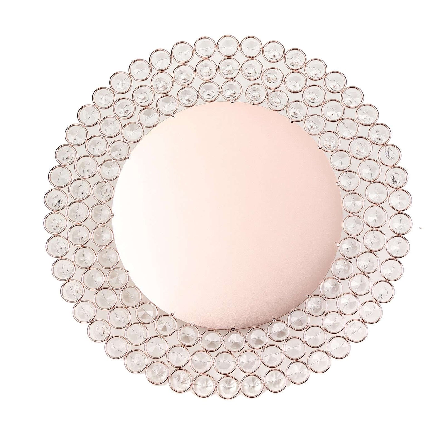 Wired Metal Round Charger Plate 14" in Rose Gold with Acrylic Crystal Beads, Glamorous Decorative Dinner Charger Tableware - Linen Luxes