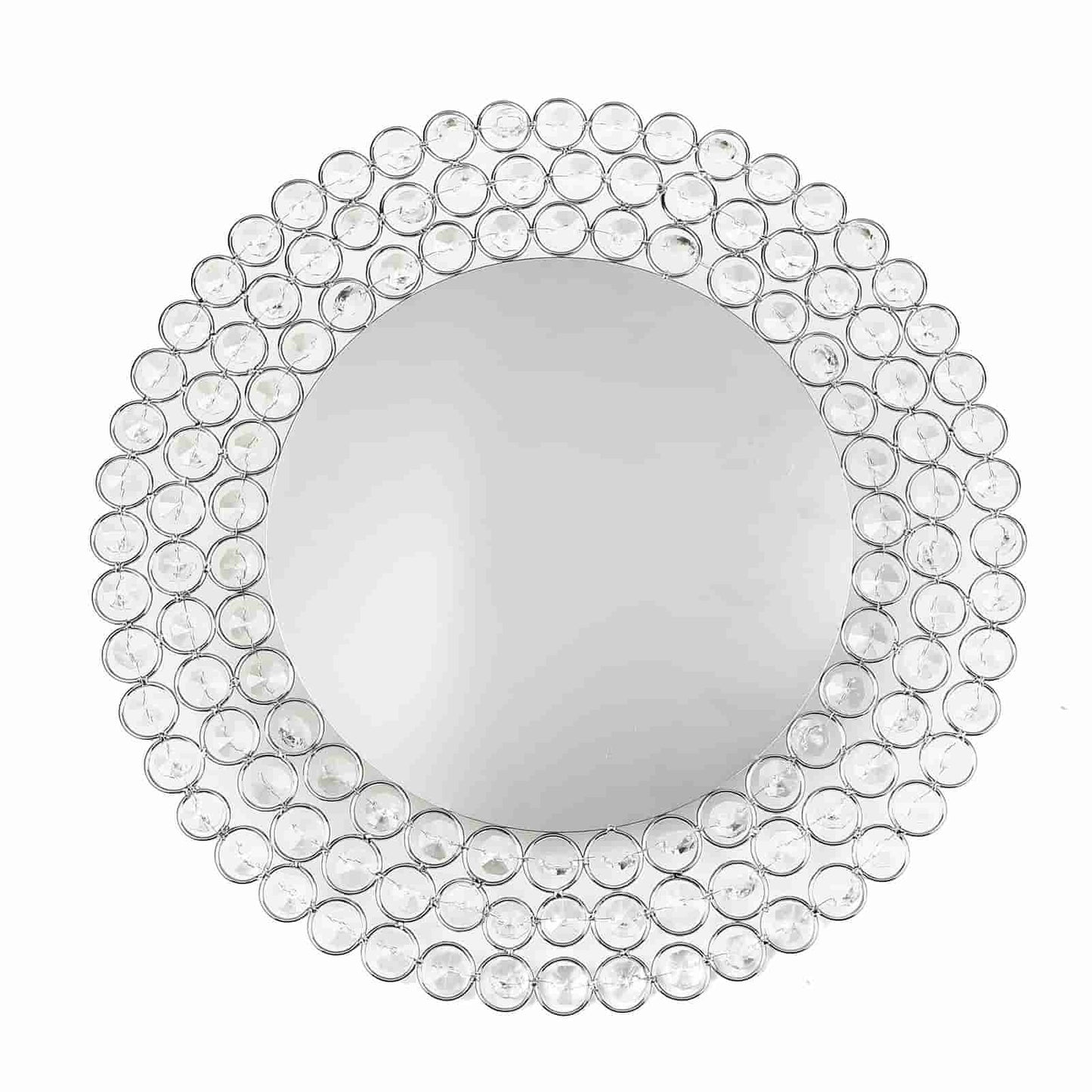 Wired Metal Round Charger Plate 14" in SIlver with Acrylic Crystal Beads, Glamorous Decorative Dinner Charger Tableware - Linen Luxes