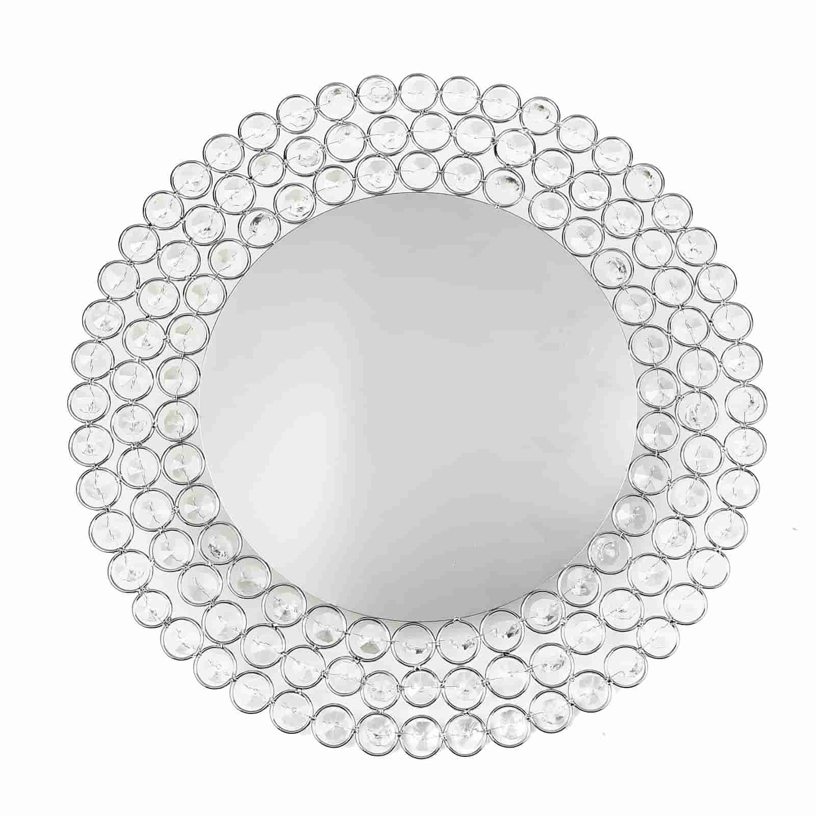 Wired Metal Round Charger Plate 14" in SIlver with Acrylic Crystal Beads, Glamorous Decorative Dinner Charger Tableware - Linen Luxes