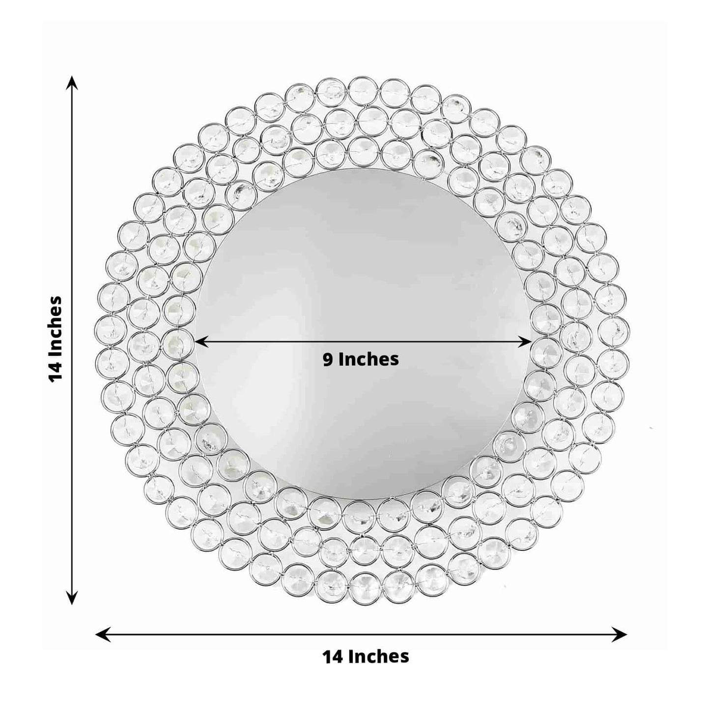 Wired Metal Round Charger Plate 14" in SIlver with Acrylic Crystal Beads, Glamorous Decorative Dinner Charger Tableware - Linen Luxes