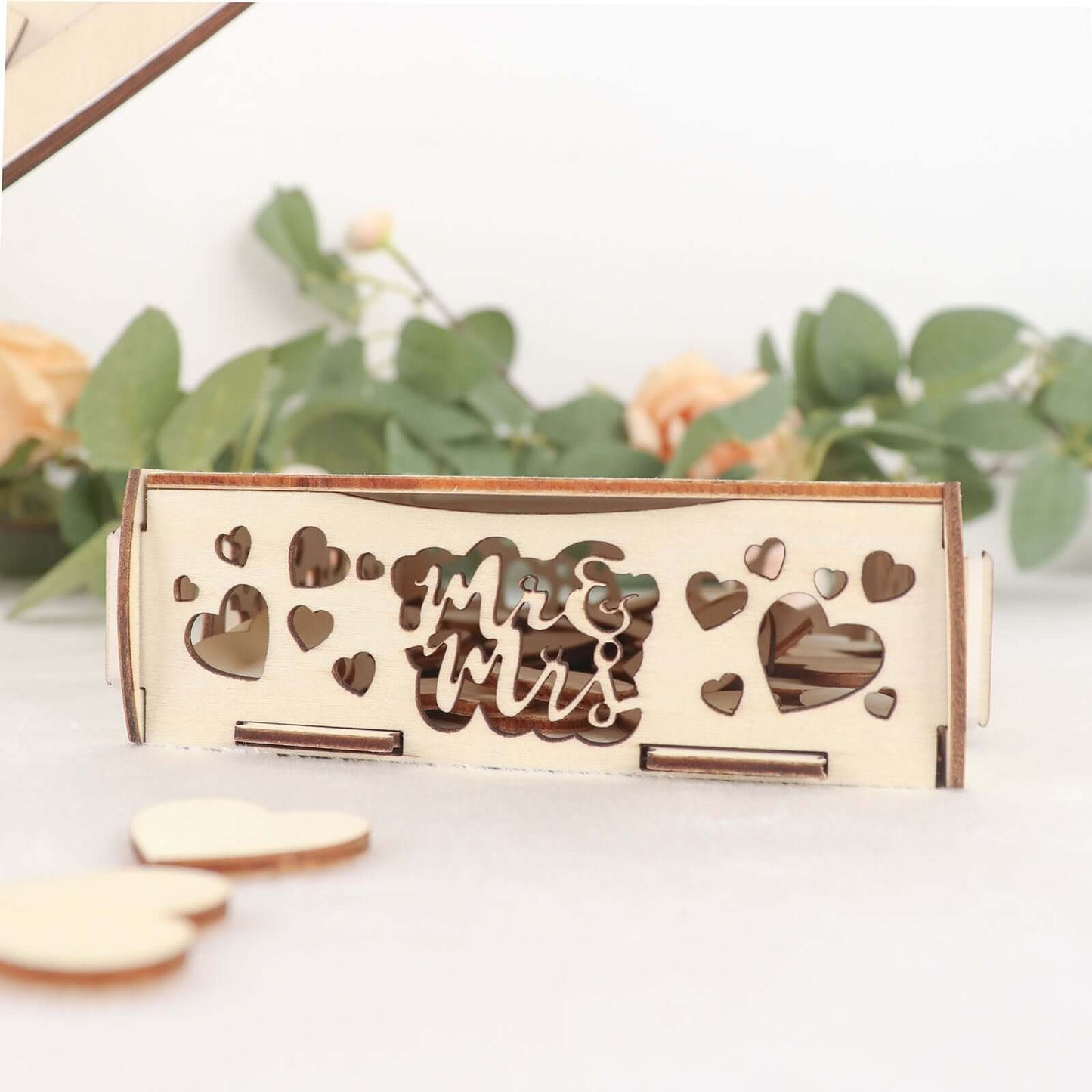 13" Wooden Heart Drop Top Frame Wedding Guest Book Alternative, Rustic Sign Display Stand