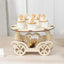 Wooden Wedding Cake Stand Carriage Shape Natural with Laser Cut Design - Round Cupcake Holder Display Plate 12"