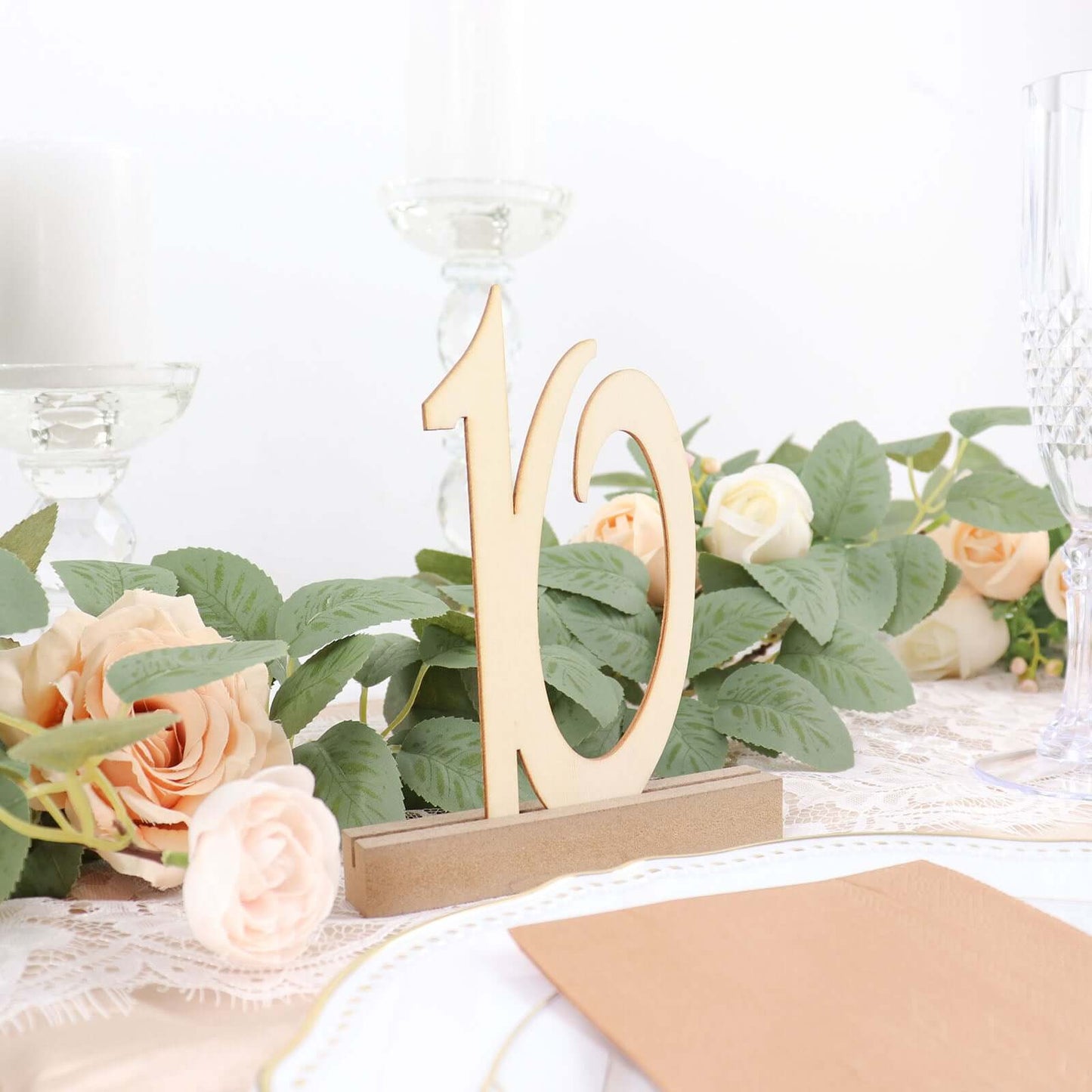 20-Pack Wooden Wedding Table Numbers Natural 1-20 with Holder Base - Perfect Rustic Signs for Receptions 6"