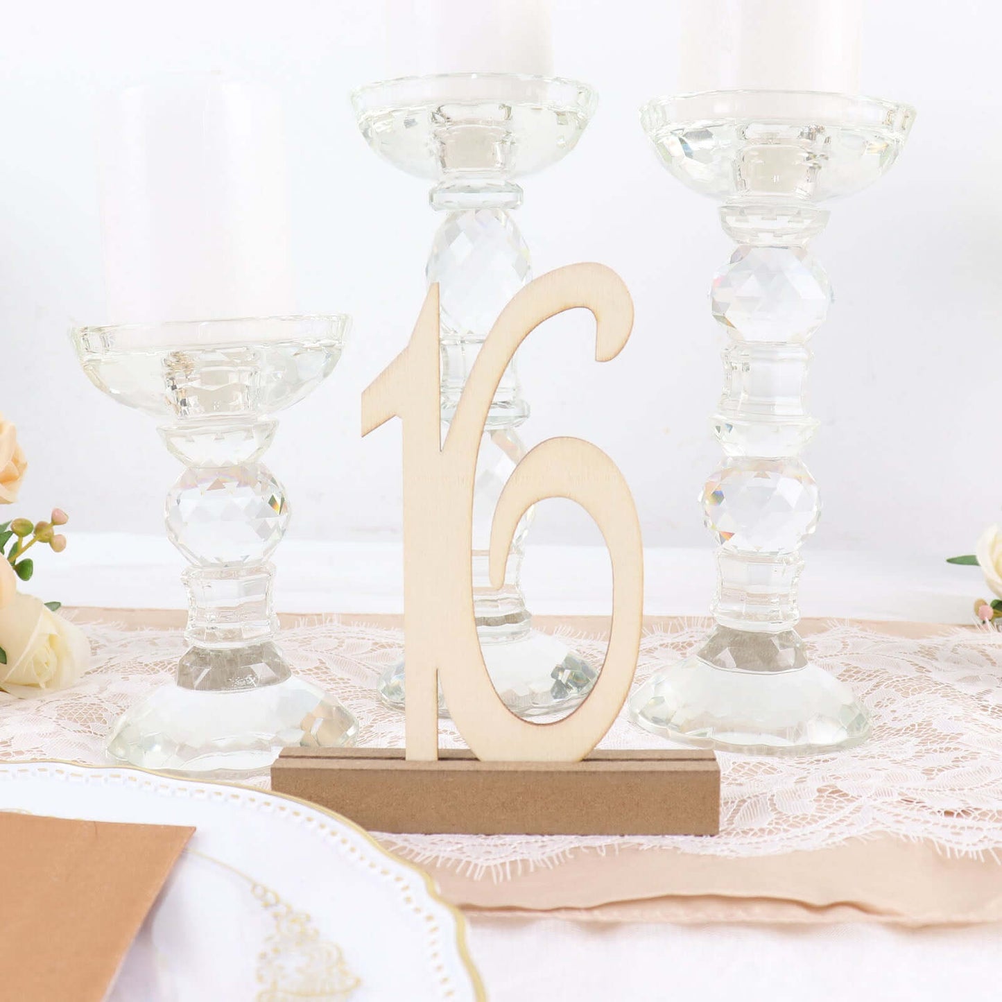 20-Pack Wooden Wedding Table Numbers Natural 1-20 with Holder Base - Perfect Rustic Signs for Receptions 6"