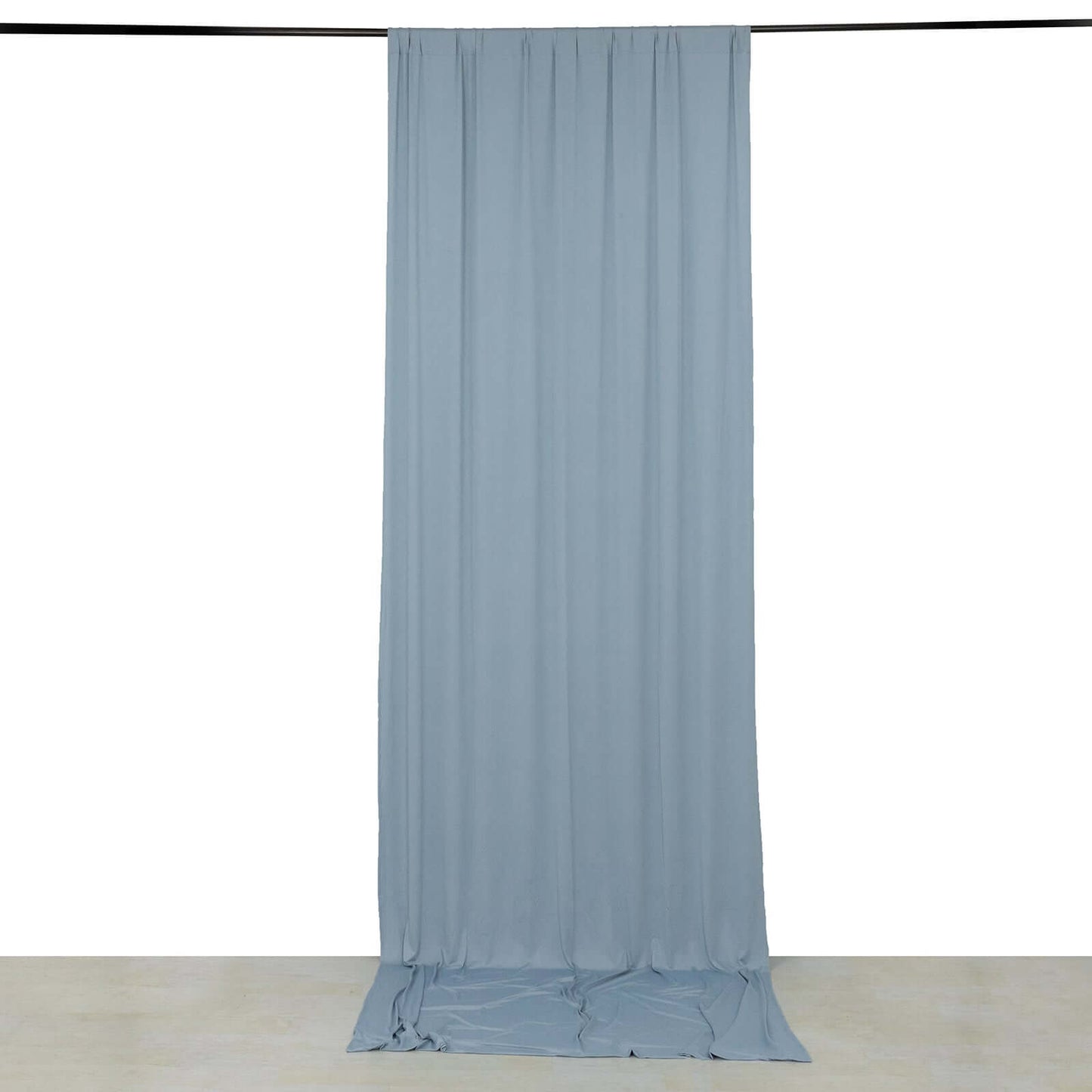 Dusty Blue 4-Way Stretch Spandex Event Curtain Drapes, Wrinkle Free Backdrop Event Panel with Rod Pockets - 5ftx12ft