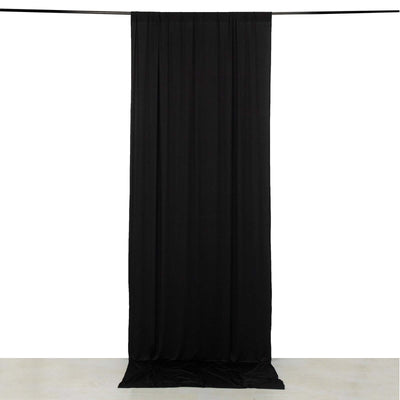 Black 4-Way Stretch Spandex Event Curtain Drapes, Wrinkle Free Backdrop Event Panel with Rod Pockets - 5ftx12ft