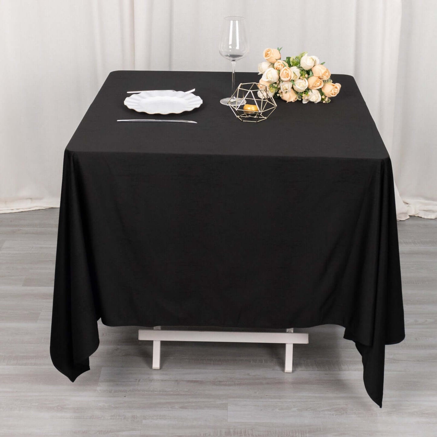 Scuba Square 70"x70" Tablecloth Black - Wrinkle Free & Stain Resistant Table Cover