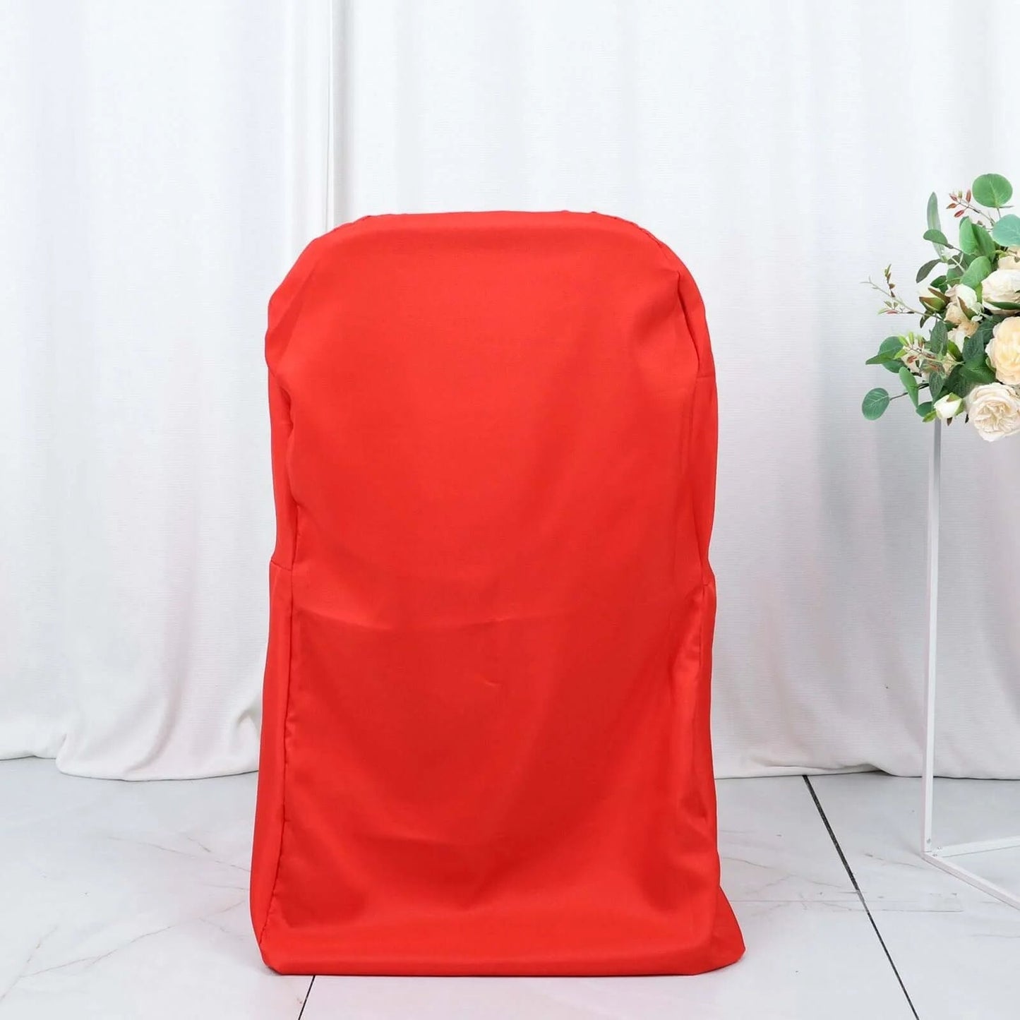 10 Pack Polyester Chair Covers for Folding Chairs Red - Wrinkle-Free Stain-Resistant Slip-On Slipcovers