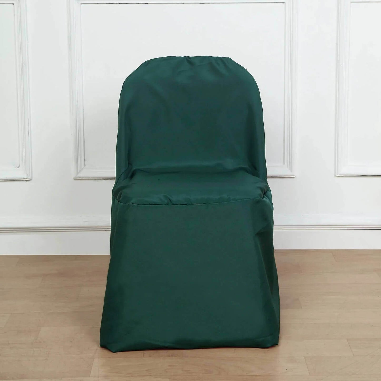 10 Pack Polyester Chair Covers for Folding Chairs Hunter Emerald Green - Wrinkle-Free Stain-Resistant Slip-On Slipcovers